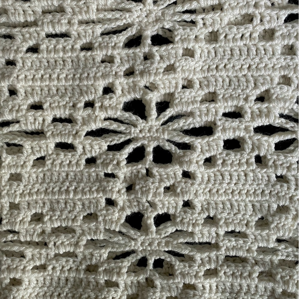 flower eyelet crochet off-the-shoulder sweater